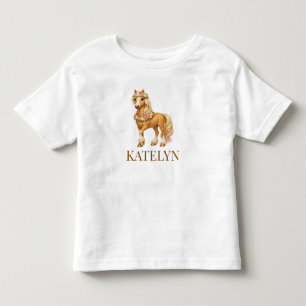 Personalised Name Floral Horse Toddler T-Shirt