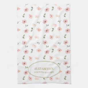 Personalised Name Floral Pattern Tea Towel
