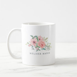 Personalised Name Floral Watercolor Mug