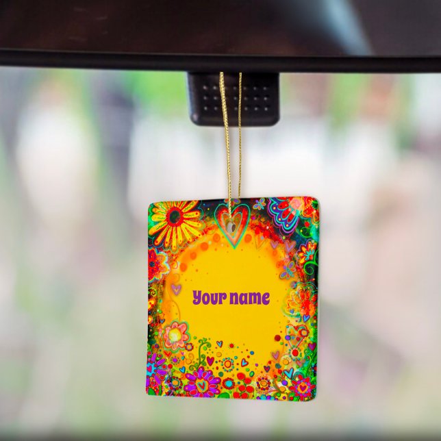 Personalised Name Floral Yellow Inspirivity   Ceramic Ornament (Creator Uploaded)