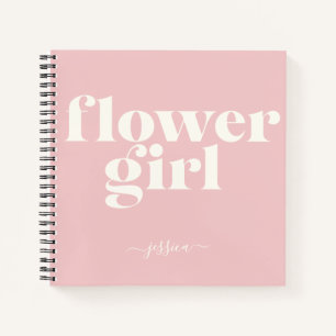 Personalised Name Flower Girl Gift Blush Pink Notebook