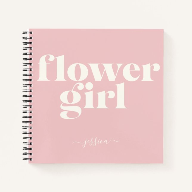 Personalised Name Flower Girl Gift Blush Pink Notebook (Front)