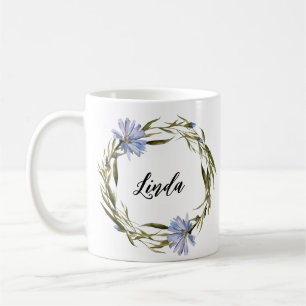 Personalised Name Flower Wreath Watercolor Coffee Mug