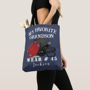Personalised name football grandparents saying tote bag
