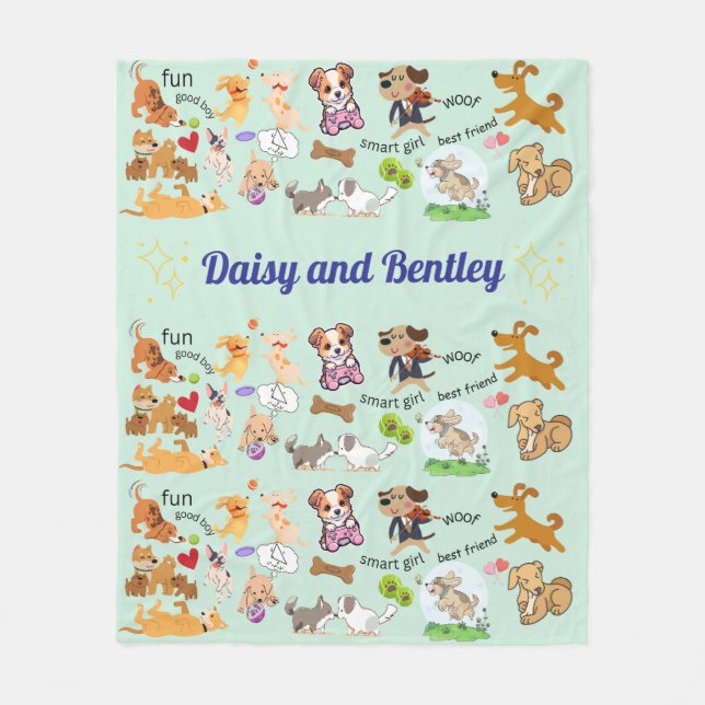 Personalised Name for Child & Pet Fleece Blanket (Front)