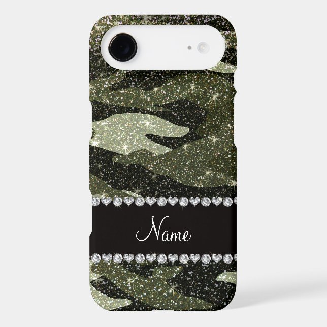 Personalised name forest green glitter camouflage Case-Mate iPhone case (Back)