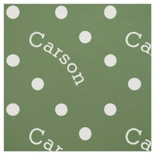 Personalised Name Forest Tree Green Polka Dot Fabric