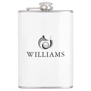 Personalised Name Fox And Golf Ball Hip Flask