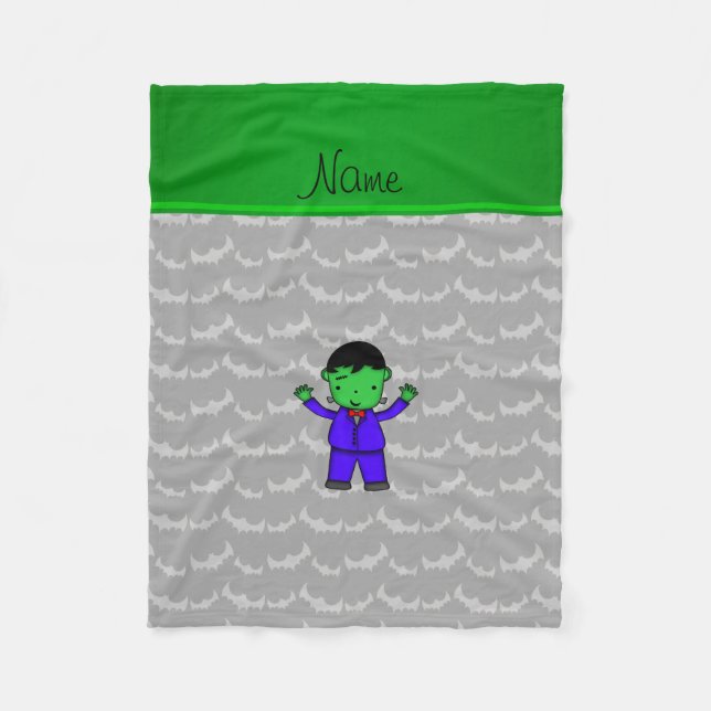 Personalised name frankenstein grey bats fleece blanket (Front)