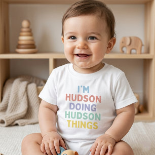 Personalised Name Funny Doing Things Baby T-Shirt