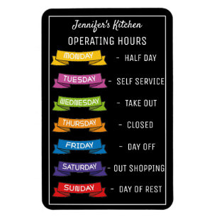 Personalised Name funny kitchen operating hours M Magnet