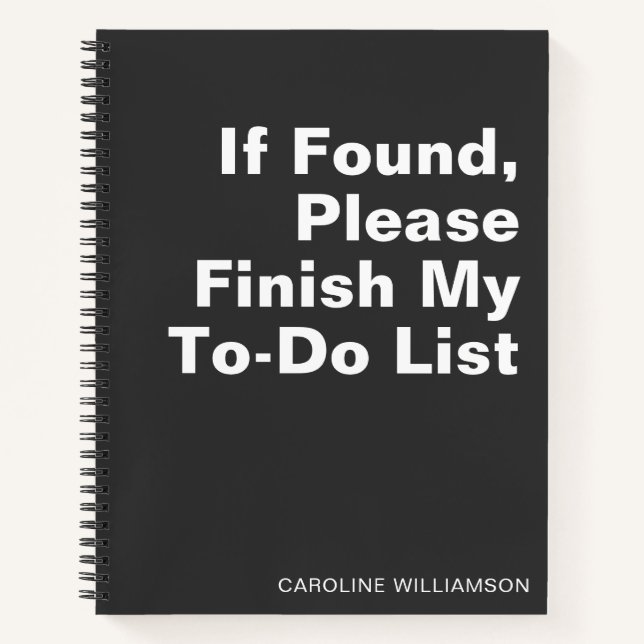 Personalised Name Funny To Do List Quote Sassy Notebook (Front)
