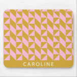 Personalised Name Geometric Modern Pink Yellow Mouse Pad<br><div class="desc">Add a bold and stylish touch to your workspace with this personalised geometric mouse pad featuring a striking modern pattern in soft pink and warm mustard yellow. The repeating triangular design creates a contemporary, eye-catching aesthetic, perfect for those who love mid-century modern and minimalist decor with a pop of colour....</div>
