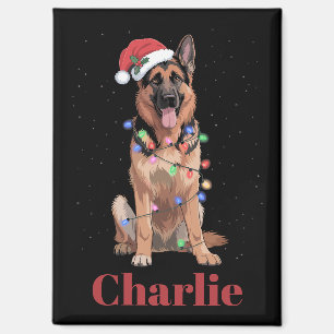 Personalised Name German Shepherd Christmas Dog Magnet