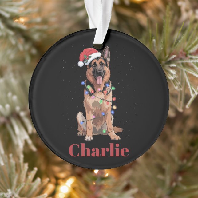 Personalised Name German Shepherd Christmas Dog Ornament (Tree)