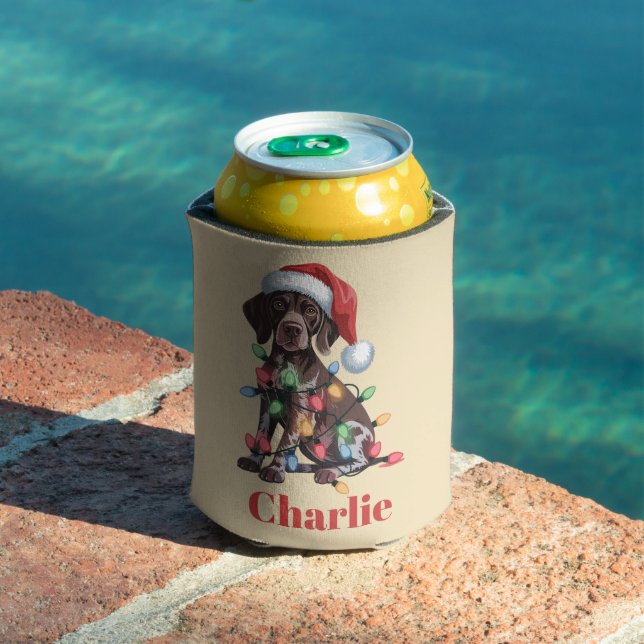 Personalised Name German Shorthaired Pointer Xmas Can Cooler (In Situ Pool)