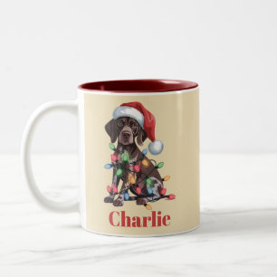 Personalised Name German Shorthaired Pointer Xmas Two-Tone Coffee Mug