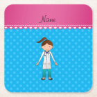 Personalised name girl doctor blue polka dots