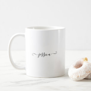 Personalised Name Girly Black Script Calligraphy Coffee Mug