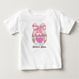 Personalised Name Glitter Easter Egg Coquette Baby T-Shirt
