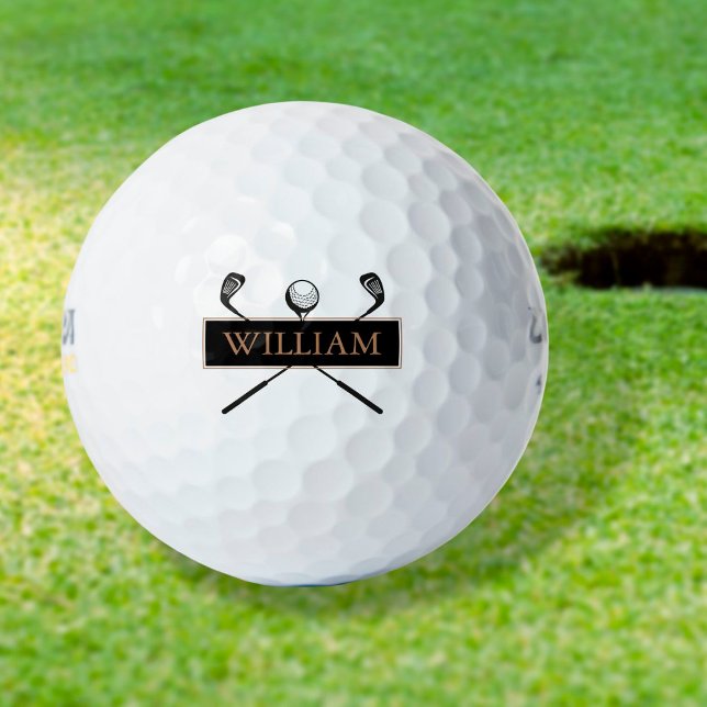 Personalised Name Gold and Black Golf Balls (Creator Uploaded)