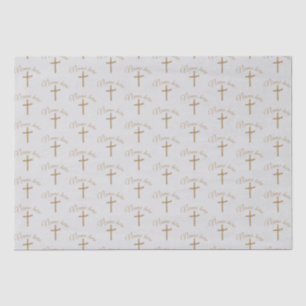 Personalised Name Gold Cross Christening Baptism Tissue Paper