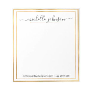 Personalised Name Gold From The Desk Of Notepad