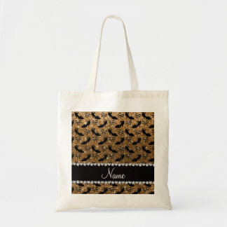 Personalised name gold glitter fancy shoes bows tote bag