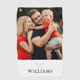 Personalised Name Gold Golf Clubs Photo Towel
