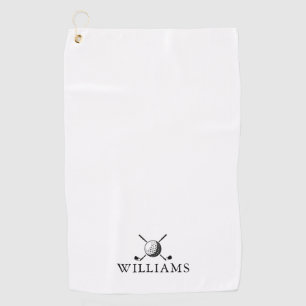 Personalised Name Golf Ball And Clubs Golf Towel