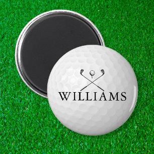 Personalised Name Golf Ball And Clubs Magnet