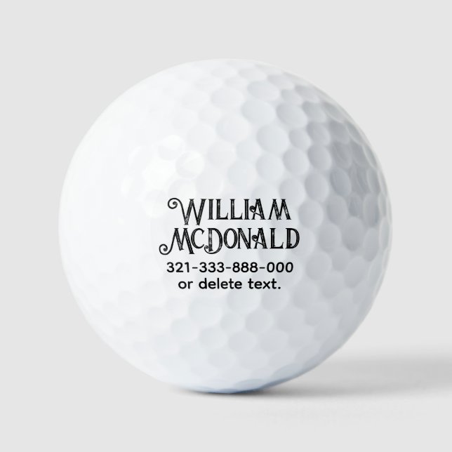Personalised Name Golf Ball Template DISTRESSED 19 (Front)