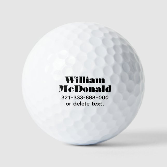 Personalised Name Golf Balls Template BOLD 14 (Front)