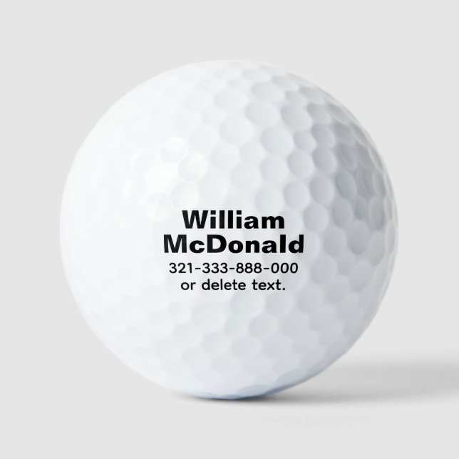 Personalised Name Golf Balls Template BOLD 6 (Front)