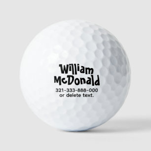 Personalised Name Golf Balls Template FUN RETRO 2
