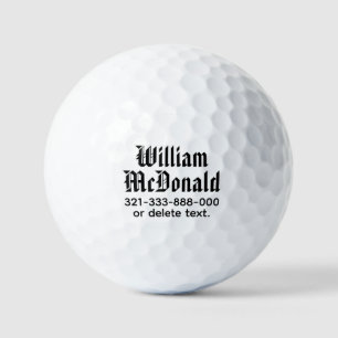 Personalised Name Golf Balls Template GOTHIC 1