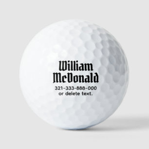 Personalised Name Golf Balls Template GOTHIC 8