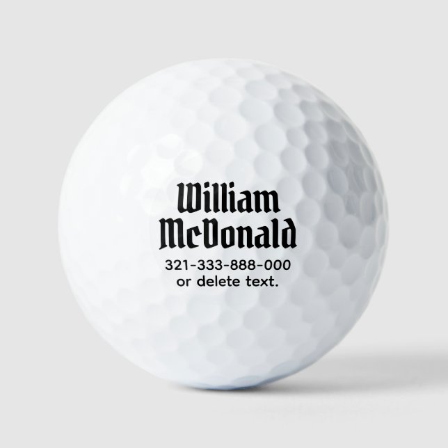 Personalised Name Golf Balls Template GOTHIC 8 (Front)