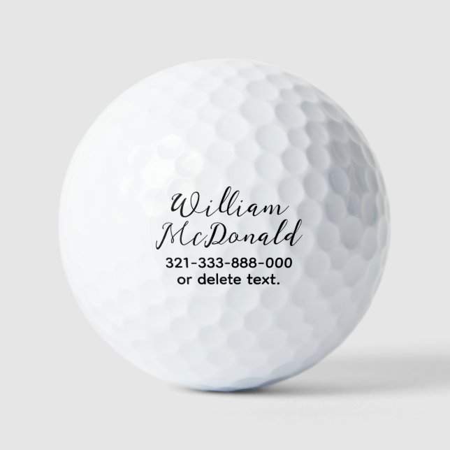 Personalised Name Golf Balls Template SCRIPT 43 (Front)