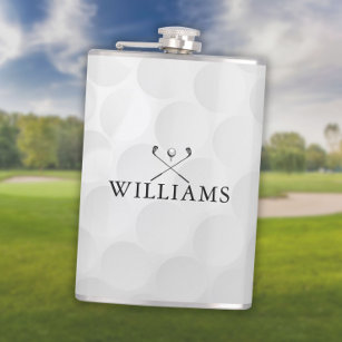 Personalised Name Golf Clubs And Ball Hip Flask