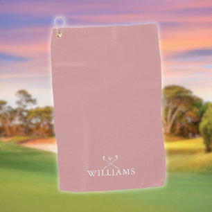 Personalised Name Golf Clubs Dusty Rose Pink Towel