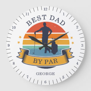 Personalised Name Golf Dad By Par Birthday Retro Large Clock