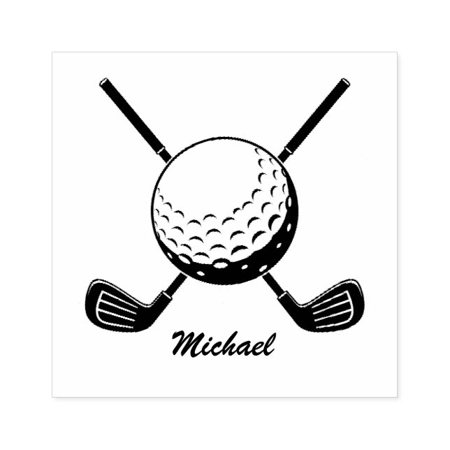 Personalised Name Golf Stick Golfer Golfing  Rubber Stamp (Imprint)