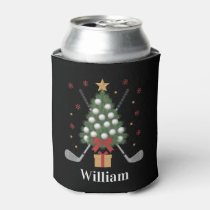 Personalised Name Golf Tree Equipment Christmas  Can Cooler