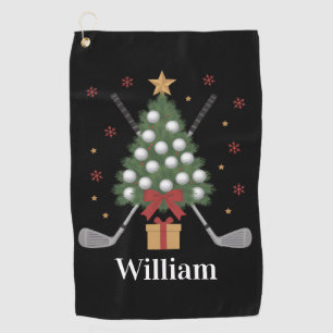 Personalised Name Golf Tree Equipment Christmas  Towel