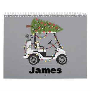 Personalised Name Golfer Christmas Golf Cart Xmas  Calendar
