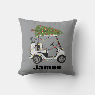 Personalised Name Golfer Christmas Golf Cart Xmas  Cushion