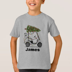 Personalised Name Golfer Christmas Golf Cart Xmas T-Shirt