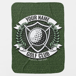 Personalised NAME Golfer Golf Club Turf Clubhouse  Baby Blanket
