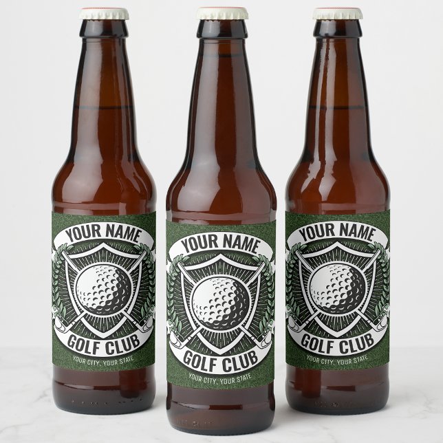 Personalised NAME Golfer Golf Club Turf Clubhouse Beer Bottle Label (Creator Uploaded)
